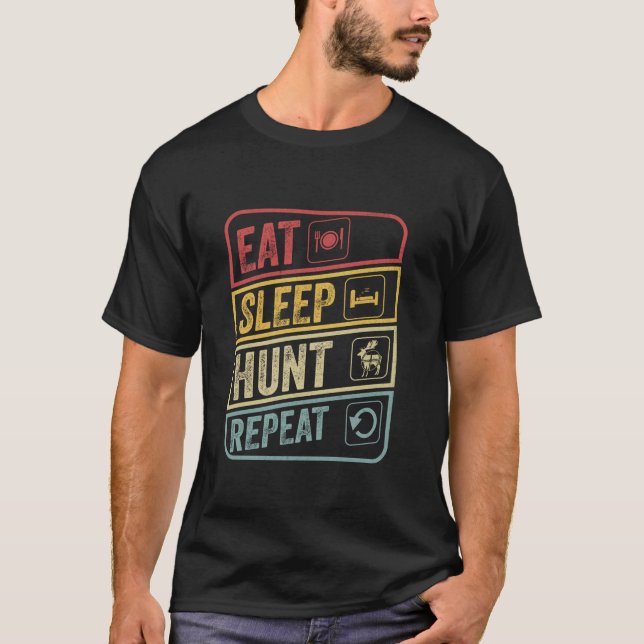 Upprepa Retro Vintage Hunter efter viloläge T Shirt (Framsida)