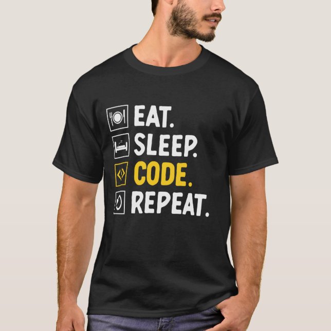 Upprepa Robotisk programmeringskod Pr T Shirt (Framsida)