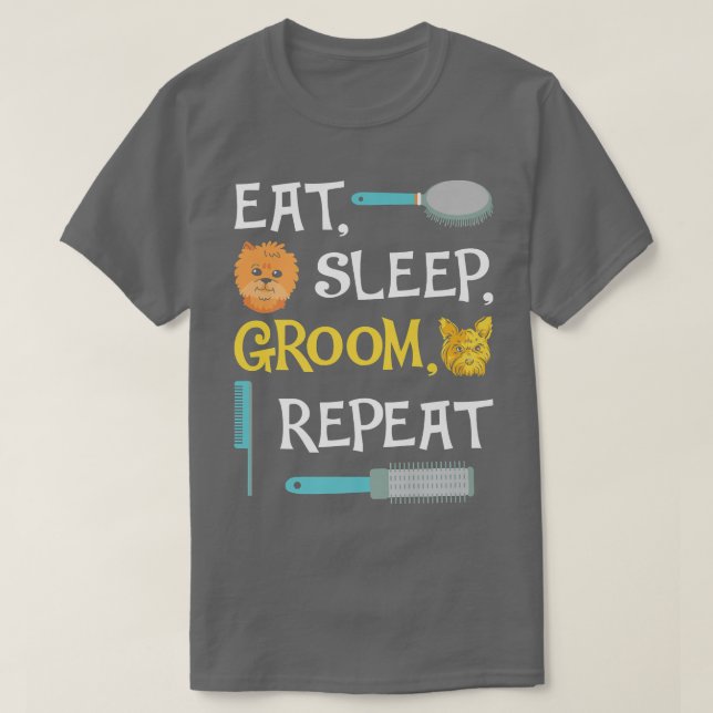Upprepa Rolig hund trimning i viloläge T Shirt (Design framsida)