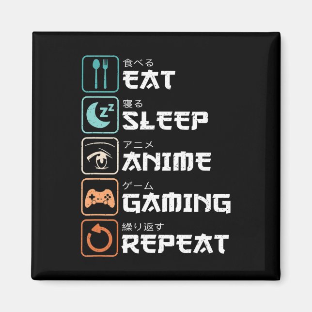 Upprepa Roligten Otaku Gamer Magnet (Framsidan)