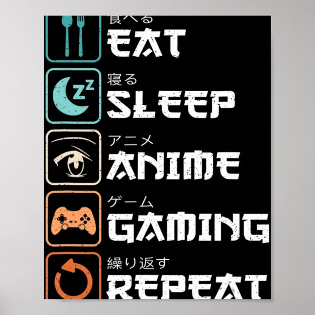 Upprepa Roligten Otaku Gamer Poster (Framsidan)