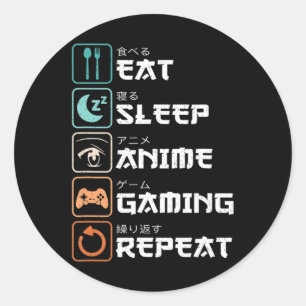 Upprepa Roligten Otaku Gamer Runt Klistermärke