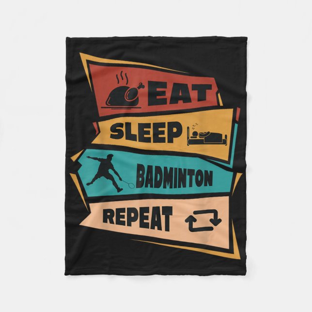 Upprepa Shuttle Retro Badminton Play Fleecefilt (Framsidan)