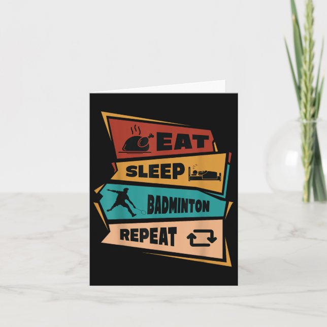 Upprepa Shuttle Retro Badminton Play Kort (Framsida)