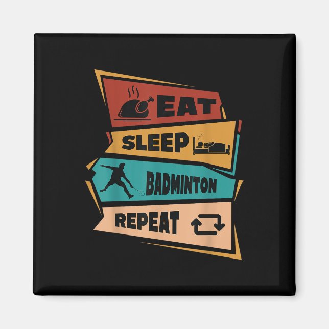 Upprepa Shuttle Retro Badminton Play Magnet (Framsidan)