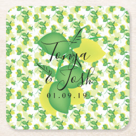 Upprepa Silo Lemon Lime Modern Bröllop Underlägg Papper Kvadrat