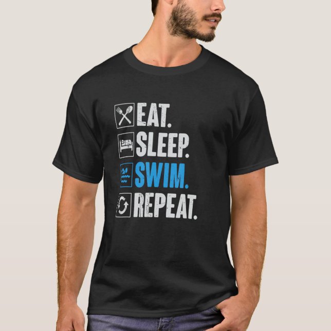 Upprepa Simma i viloläge Funny Swimming Swimmer Gi T Shirt (Framsida)