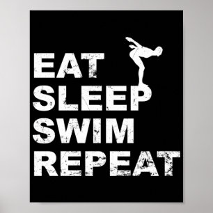 Upprepa Simma i viloläge - Lustigt citat för Swimm Poster