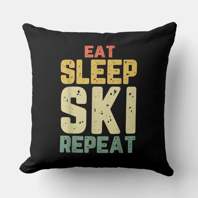Upprepa Skier Funny Älskare Gift Kudde (Framsida)
