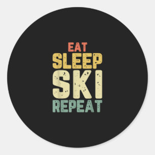 Upprepa Skier Funny Älskare Gift Runt Klistermärke