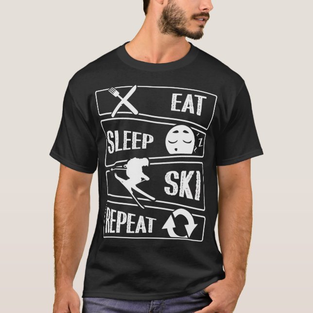 Upprepa Skier Funny Skiing T Shirt (Framsida)
