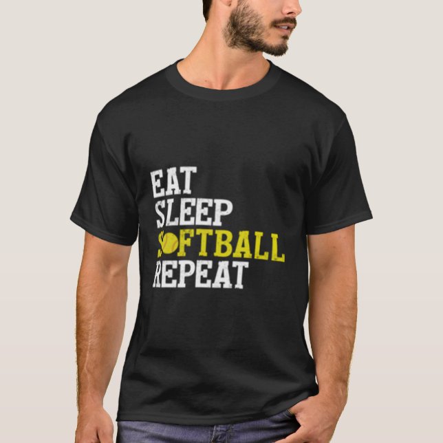 Upprepa Softball i viloläge T Shirt (Framsida)