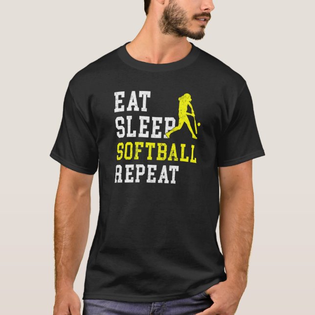 Upprepa Softball med viloläge T Shirt (Framsida)