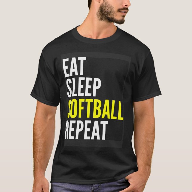 Upprepa Softball Player-uppspelning av viloläge T Shirt (Framsida)