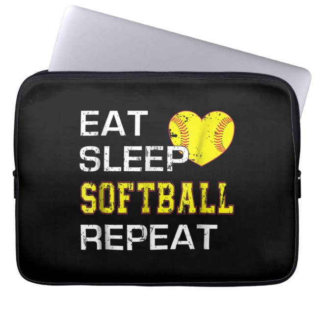 Upprepa Softball-upphettning Softball Softball Laptop Fodral (Framsidan)