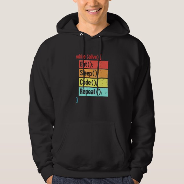 Upprepa Software Ingenjör-utvecklare med viloläge Hoodie (Framsida)