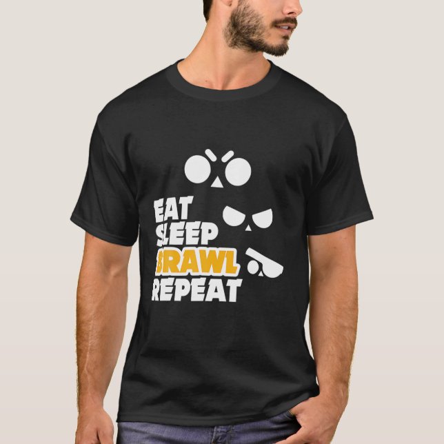 Upprepa spelspelarens mobila spelbrawl med viloläg t shirt (Framsida)