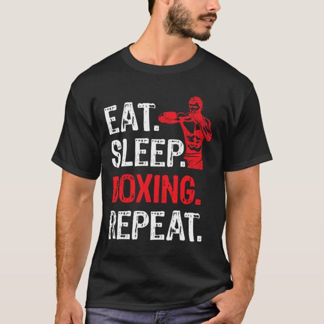 Upprepa start av viloläge med Boxing Player Funny T Shirt (Framsida)