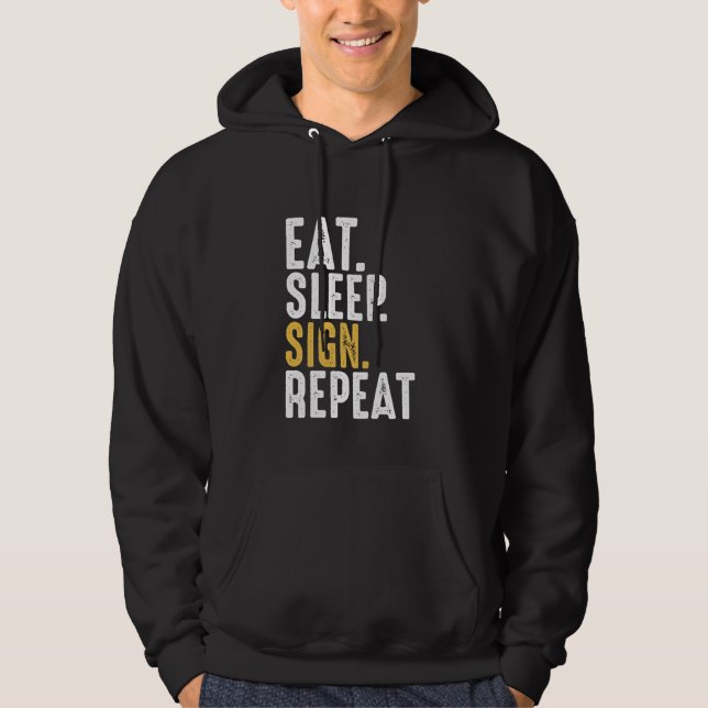 Upprepa teckenspråk för Eat-viloläge Hoodie (Framsida)