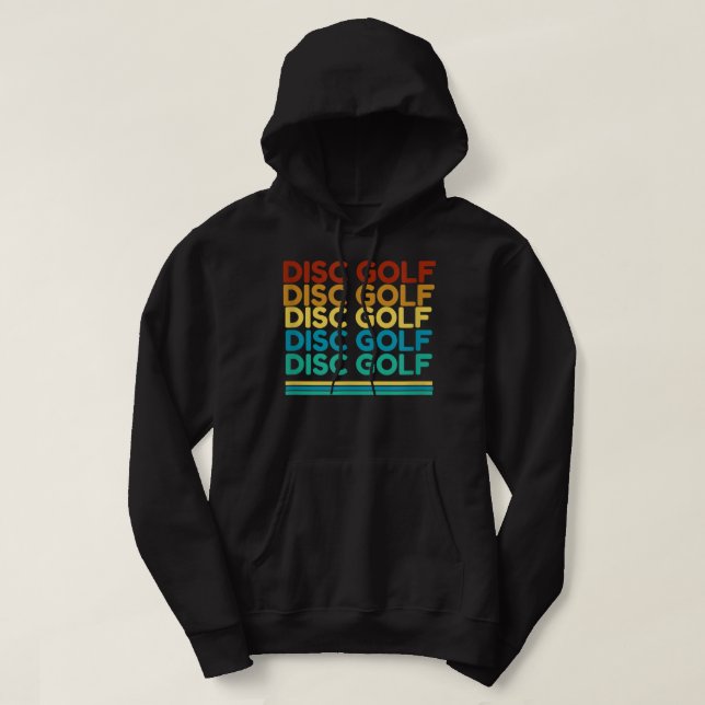 Upprepa text Frisbee Golf Player på disk Hoodie (Design framsida)