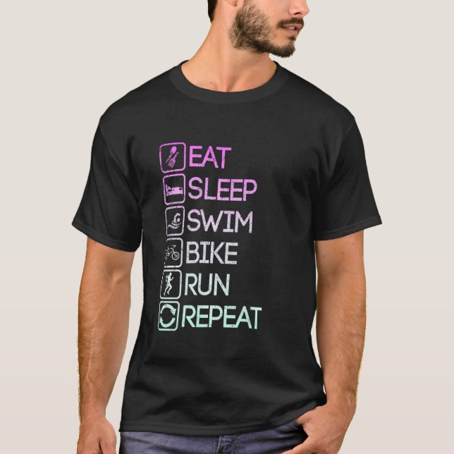 Upprepa triathlon för Simma av viloläge Bike Sprin T Shirt (Framsida)