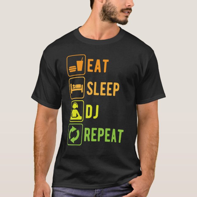 Upprepa Turntable Music med viloläge T Shirt (Framsida)