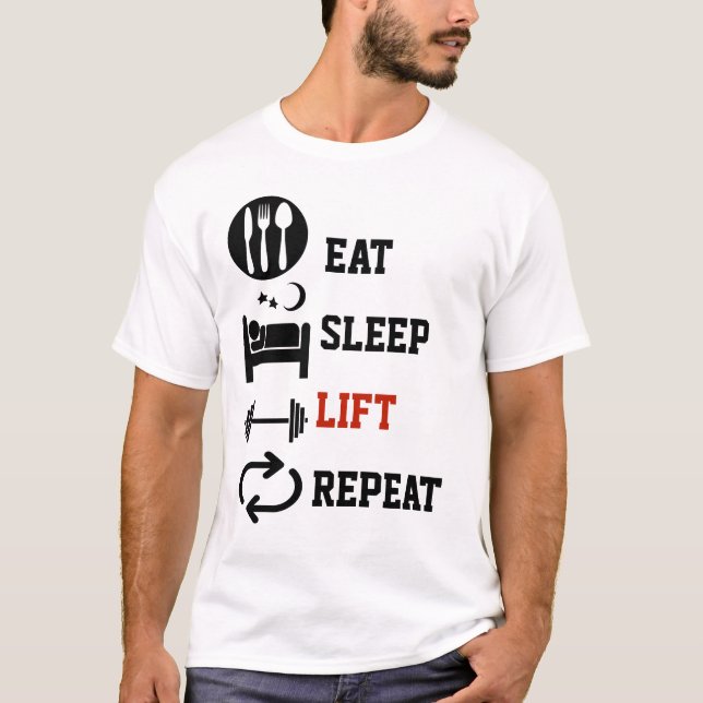 Upprepa viktlyftande Gym för Eat Ssov Hiss T Shirt (Framsida)