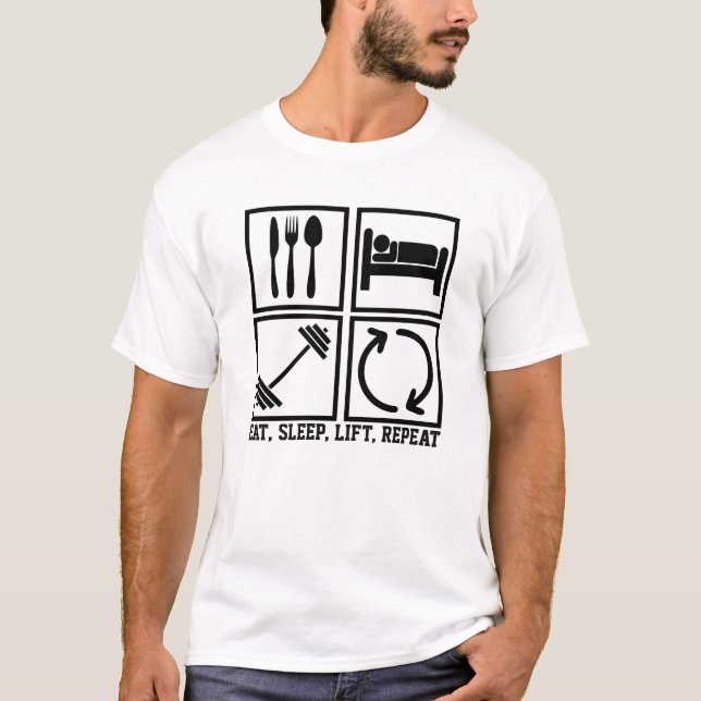 Upprepa viktlyftande Gym för Eat Ssov Hiss T Shirt (Framsida)