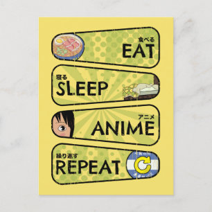 Upprepa viloläge - Anime Icons och Kanji Japan Vykort