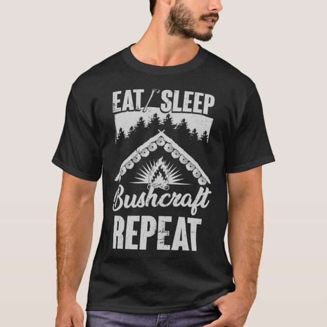 Upprepa viloläge för en Bushcrafter T Shirt (Framsida)