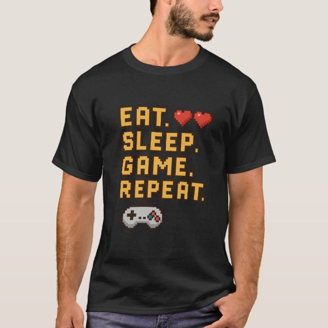 Upprepa viloläge - Retro Pixel-spel T-Shirt (Framsida)