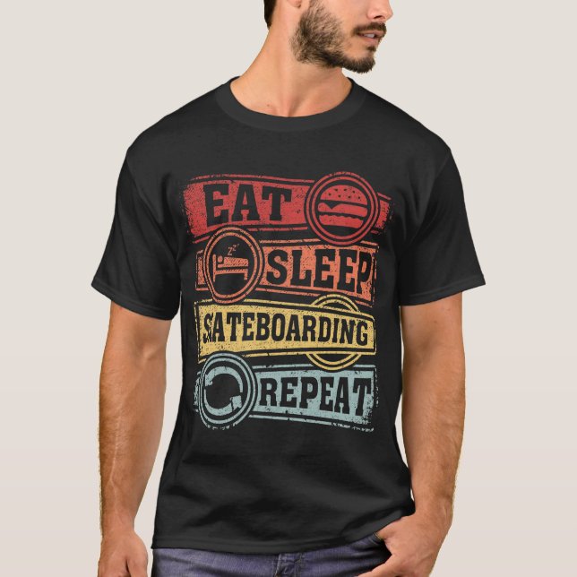 Upprepa viloläge Skateboarding T Shirt (Framsida)