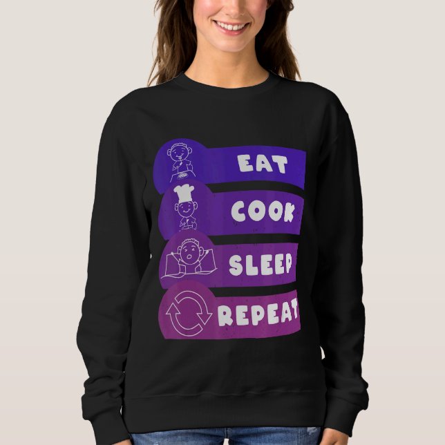 Upprepa viloläget för Eat Cook T Shirt (Framsida)