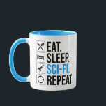 Upprepa viloläget i viloläge mugg<br><div class="desc">Ät. Sov. Sci-Fi. Upprepa. Lustigt ski-fi-älskare-presentidé för en man, kvinna, tonåringar eller barn som kärlek science fiction, rymden, raketfraktaser och utforskande av universum, och är en scifi-gend eller -nörd. Kärlek science fiction bokar, sci-fi TV-program eller sci-fi-filmer? Om du är en sci-fi fläkt och har en känsla av humor, så är...</div>