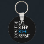 Upprepa viloläget i viloläge nyckelring<br><div class="desc">Ät. Sov. Sci-Fi. Upprepa. Lustigt ski-fi-älskare-presentidé för en man, kvinna, tonåringar eller barn som kärlek science fiction, rymden, raketfraktaser och utforskande av universum, och är en scifi-gend eller -nörd. Kärlek science fiction bokar, sci-fi TV-program eller sci-fi-filmer? Om du är en sci-fi fläkt och har en känsla av humor, så är...</div>