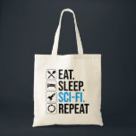 Upprepa viloläget i viloläge tygkasse<br><div class="desc">Ät. Sov. Sci-Fi. Upprepa. Lustigt ski-fi-älskare-presentidé för en man, kvinna, tonåringar eller barn som kärlek science fiction, rymden, raketfraktaser och utforskande av universum, och är en scifi-gend eller -nörd. Kärlek science fiction bokar, sci-fi TV-program eller sci-fi-filmer? Om du är en sci-fi fläkt och har en känsla av humor, så är...</div>