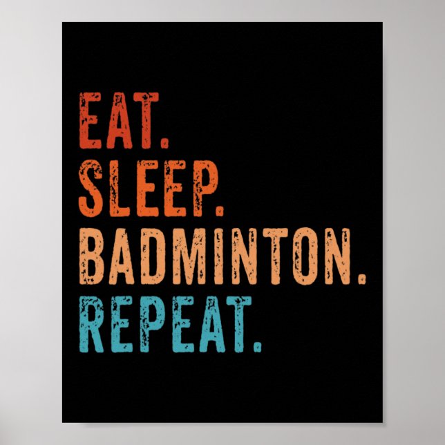 Upprepa Vintagen Funny Badminton Poster (Framsidan)