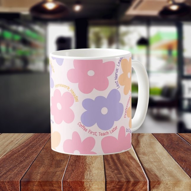 Upprepad bekräftelse Retro Blommigt Lacher Gift Kaffemugg (Skapare uppladdad)