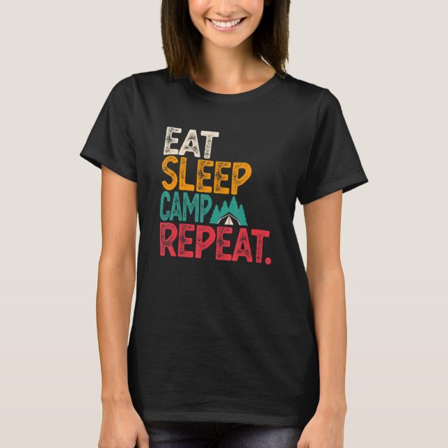 Upprepad camping för lägesläger t shirt (Framsida)