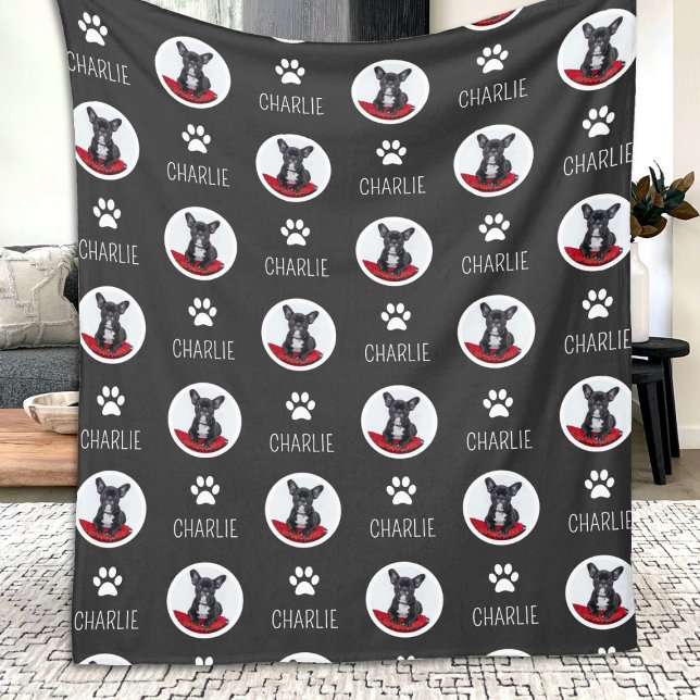 Upprepad Hund Cat Pet Namn och Photo Fleece Blanke (Skapare uppladdad)