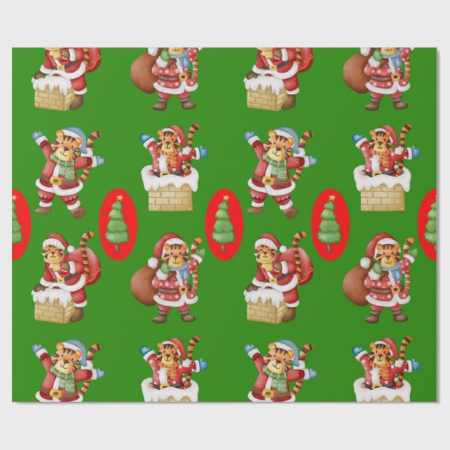 Upprepad jul mönster med tigrar som Sa Presentpapper (Platt)