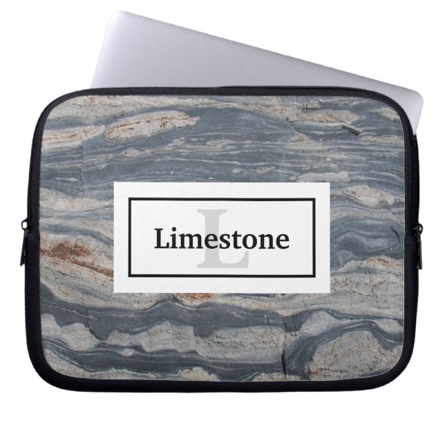 Upprepad kalksten Sten Struktur med Monogram Laptop Fodral (Framsidan)