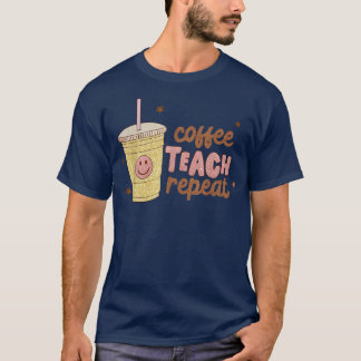 Upprepad kopia av kaffeträd Lycklig Ansikte Intern T Shirt