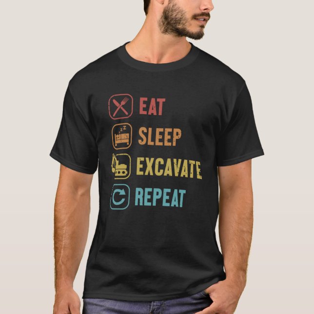 Upprepad Loader Backhoe Excavator med viloläge i v T Shirt (Framsida)