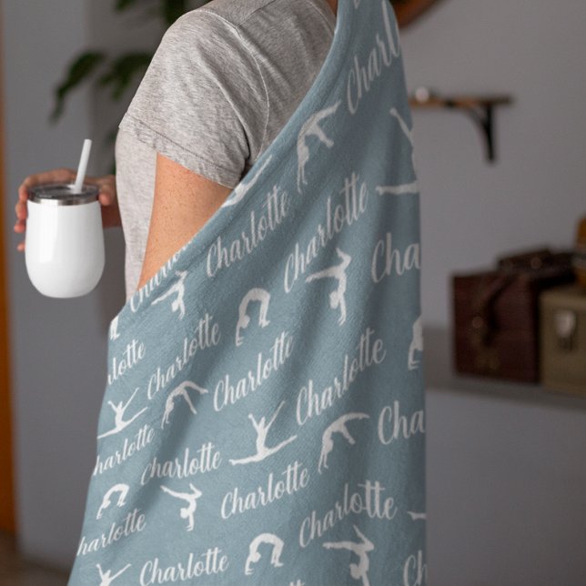 Upprepad Namn Gymnastics Blue Fleece Blanket (Skapare uppladdad)