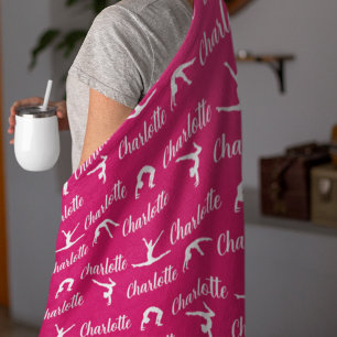 Upprepad Namn Gymnastics Shock rosa Fleece Blanket
