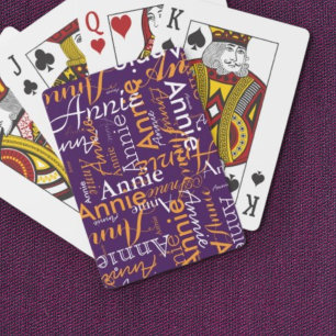 Upprepad Namn Mönster Lila Casinokort
