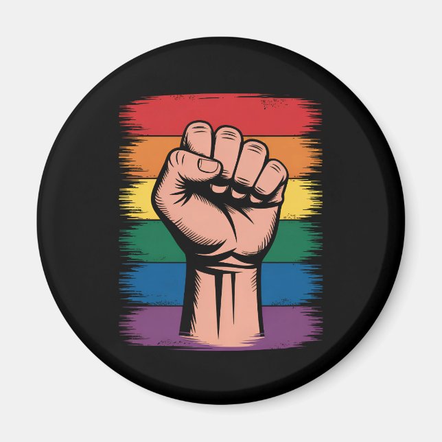 Upprepad näve stolthet regnbåge HBTQ-stöd rättighe Magnet (Framsidan)