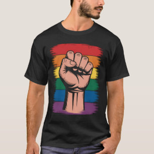 Upprepad näve stolthet regnbåge HBTQ-stöd rättighe T Shirt