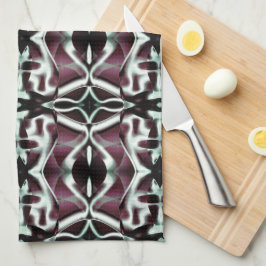 Upprepad ogenomskinlig röd och övertonad kurvor kökshandduk